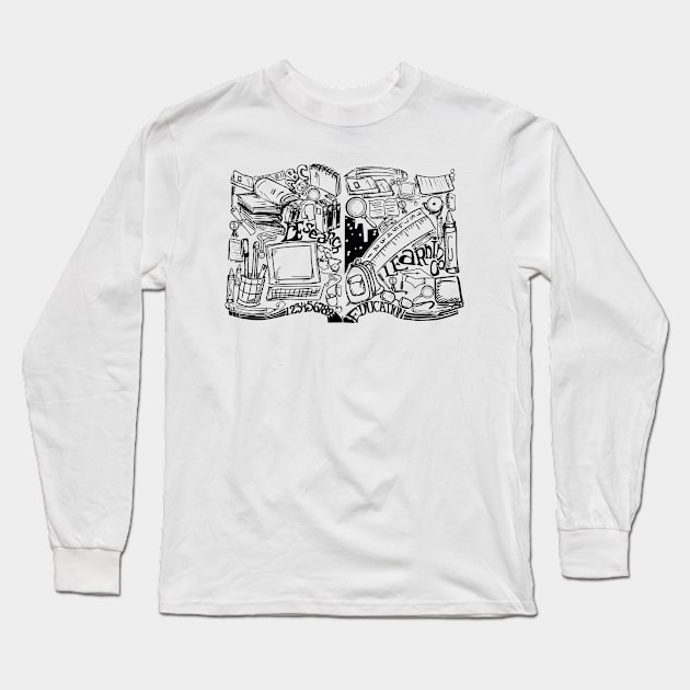 Book Education learning - Hand Drawn Long Sleeve T-Shirt by KC Happy Shop